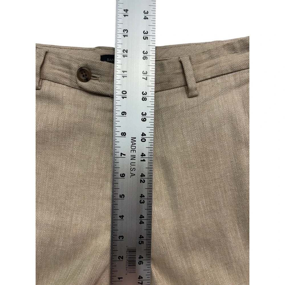 Banana Republic 30x29 Tan Herringbone Linen Cotton Pants Trousers Tailored Fit